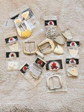 Lot Engraved Belt Buckles Loops Tips Hatband Silver Gold Accents Tandy Supplies